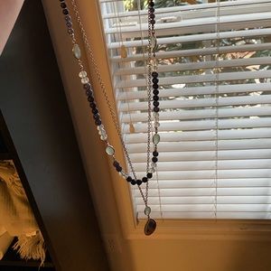 Long Chained Blue and Silver Necklace